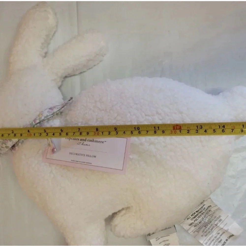 Cupcakes & Cashmere Easter Bunny Pillow Decorative White Sherpa 16x18 Boho